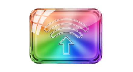 Upload Icon with Rainbow Gradient Background.