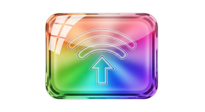 Upload Icon with Rainbow Gradient Background.