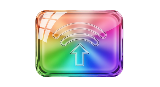 Upload Icon with Rainbow Gradient Background.