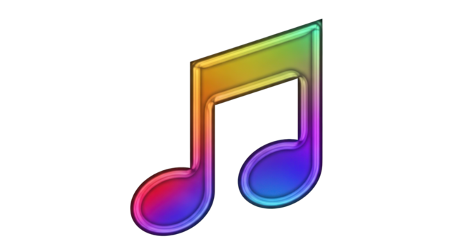 Colorful musical note icon representing music and sound.