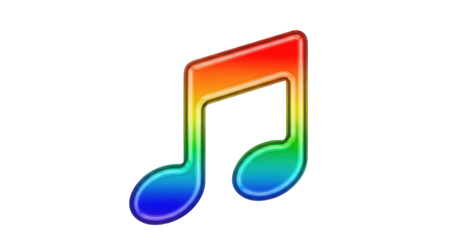 Rainbow Music Note Symbol on White Background.