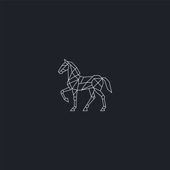 Mech horse line art robotic strength animal logo design.