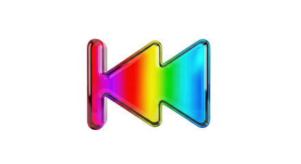 Colorful rewind button icon representing music playback control.