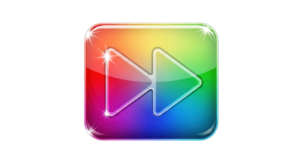 Glossy Rainbow Fast Forward Button Icon Isolated on White.