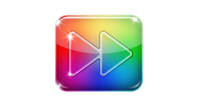 Glossy Rainbow Fast Forward Button Icon Isolated on White.