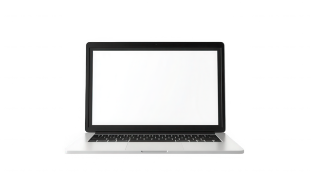 Laptop isolated on transparent background with blank screen for mock up template