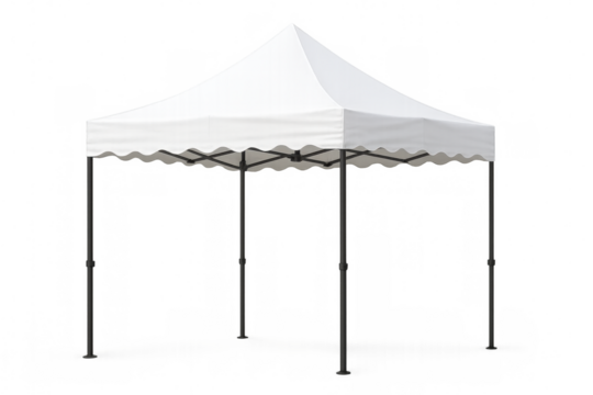 White portable pop up canopy tent providing temporary outdoor shelter for events and market stalls