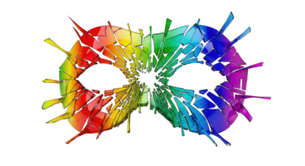 Shattered Rainbow Mask Symbolizing Broken Identity and Self-Expression.