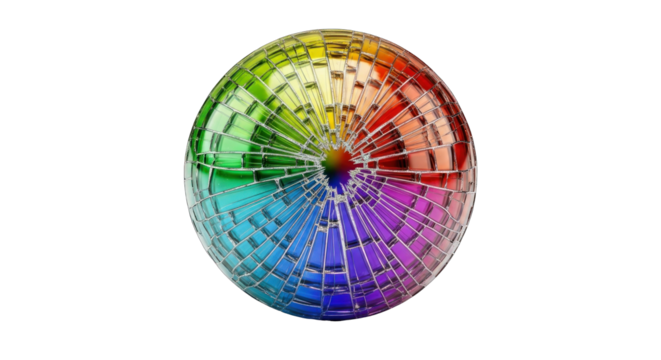 Colorful disco ball reflecting light in various hues vibrant and dynamic.