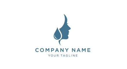 Elegant logo design featuring a womans face and water droplet, perfect for beauty.