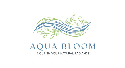 Fototapeta premium Aqua Bloom Nourish Your Natural Radiance Logo Design.