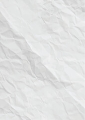 White Crumpled Paper Vector Background, Wrinkled and Creased Texture