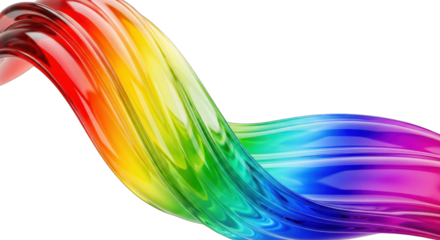Vibrant Rainbow Wave of Colors on White Background.