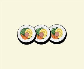 Three Delicious Kimbap Rolls