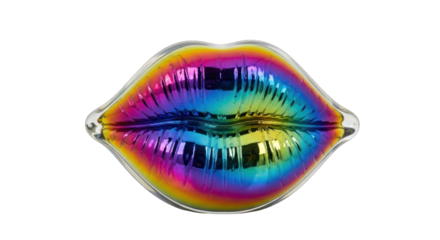 Rainbow lips balloon isolated on white background.