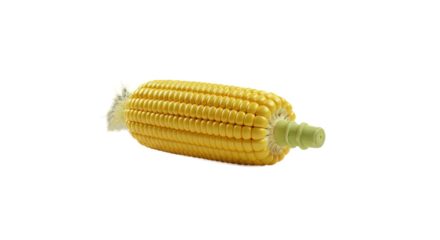 3D Realistic Corn Cob Yellow Gold Glow Isolated Transparent Background