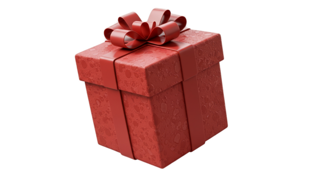 3D Realistic Red Gift Box With Glitter And Ribbon Isolated