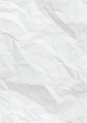 White Crumpled Paper Vector Background, Abstract Wrinkled Texture