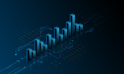 Technology background picture, graph, data analysis, financial display, marketing