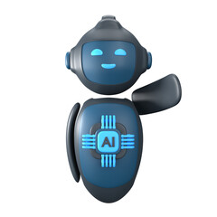 Detailed 3D Render Cute Artificial Intelligence Robot Character Illustration