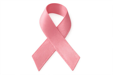 Pink ribbon symbolizing breast cancer awareness, support, health, charity, and hope on transparent background