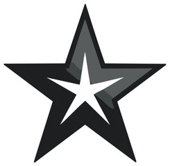 Fototapeta premium Stylized five-pointed star symbol with layered shades of gray and black against a white background
