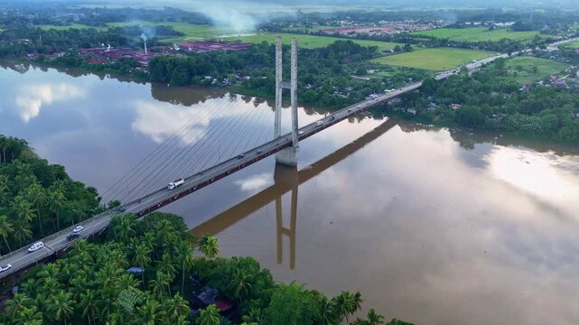 Macapagal Bridge Crossing the Agusan River in Butuan City, Philippines