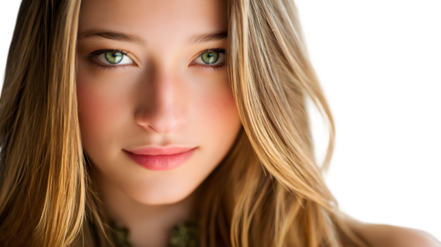 Lovely 20 year old girl displays confident pose isolated on white