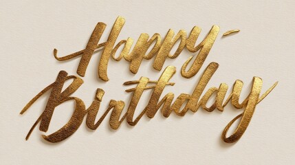a golden happy birthday lettering design isolated on transparent background
