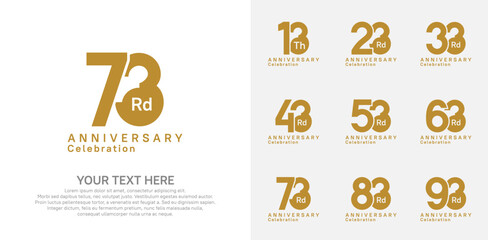 Anniversary logo set vector design, brown color for celebration event