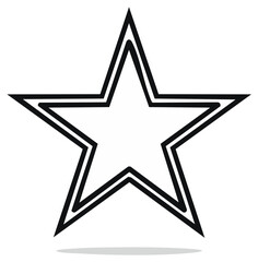 Obraz premium Five pointed star shape with double outline and shadow effect isolated on white