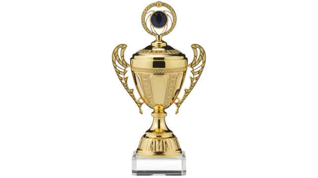 Shining golden trophy symbolizes victory and achievement