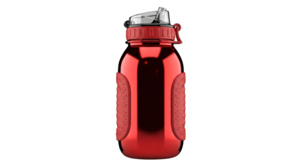Shiny Red Water Bottle with Flip Top for Hydration.