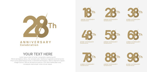 Anniversary logo set vector design, brown color for celebration event
