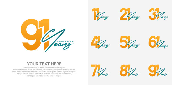 Anniversary logo set vector design, orange color for celebration event
