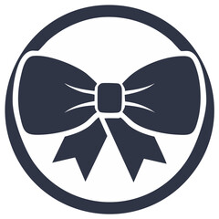 Decorative Ribbon Bow Illustration, Circular Frame, Simple Symbol for Gift Wrap and Celebratory Events