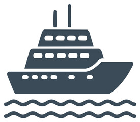 Obraz premium Luxury yacht illustration with calm waves, transportation on the water
