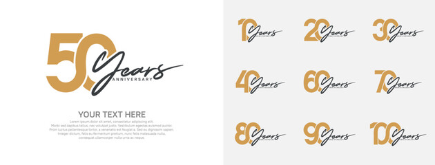 Anniversary logo set vector design, brown and black color for celebration event