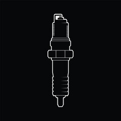motorcycle spark plug icon on black background