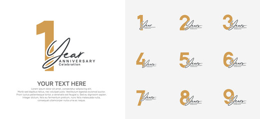 Anniversary logo set vector design, brown and black for celebration event
