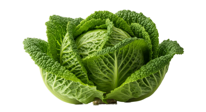 Fresh Green Savoy Cabbage Isolated Detailed Realistic Photo