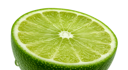 Fresh Juicy Half Lime Citrus Fruit with Green Background Isolated