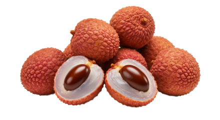 Fresh Lychee Fruit Pile Isolated Healthy Organic Food