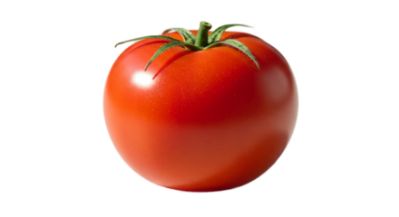 Fresh Red Tomato with Water Droplets on Red Background Realistic Photo