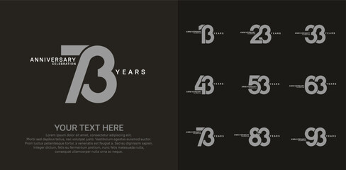 Anniversary logo set vector design, white and gray color for celebration event