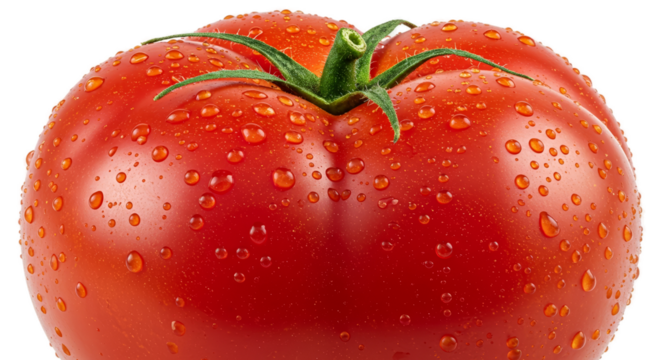 Fresh Red Tomato With Water Droplets Isolated