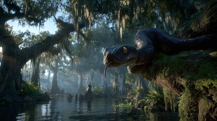 Serpent In A Swampy Forest