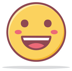 Fototapeta premium Yellow Smiley Face Cartoon Icon Illustration with a happy expression with smiling mouth and rosy cheeks for online communication
