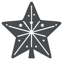 Decorative Star Icon with Rays and Embellished Stars