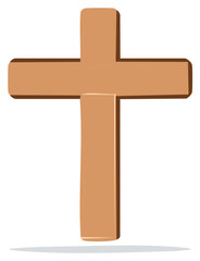 Simple wooden cross with shadow graphic illustration